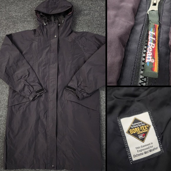L.L. Bean Jackets & Blazers - L.L. Bean Womens Medium Black Gortex Extreme Wet Weather Full Zip Hooded Jacket